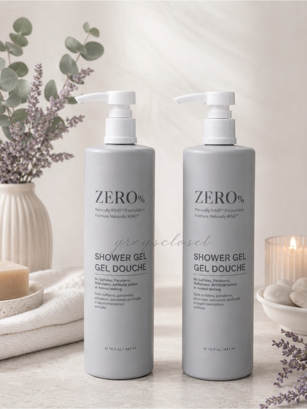 ZERO% Shower Gel 15oz | Luxury Hotel Spa Shower Gel | Sulfate-Free (2 Pack)